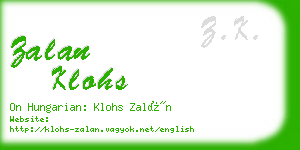 zalan klohs business card